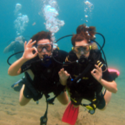 Two divers give the okay sign