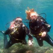 Two divers enjoying the shallows at Cabo de Palos