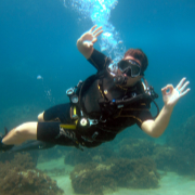 Happy diver at Cabo de Palos